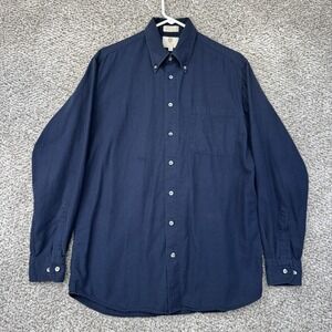Viyella Shirt Men's Size Large Navy Blue Cotton Wool Blend Long Sleeve Button Up